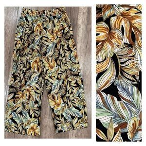 Panama Jack Women's Tropical Linen Blend Wide Leg Pants Multi-Color XS